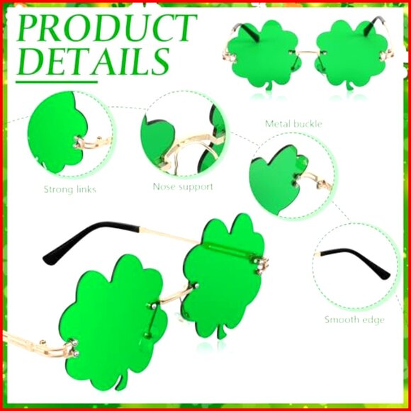 12 Pairs Novelty Sunglasses Four Leaf Clover Design Metal Frame Festive